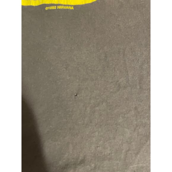 Vintage 92 Nirvana Smiley Face Tee Large Blue Anvil Tag 21x24.5 - Picture 3 of 7